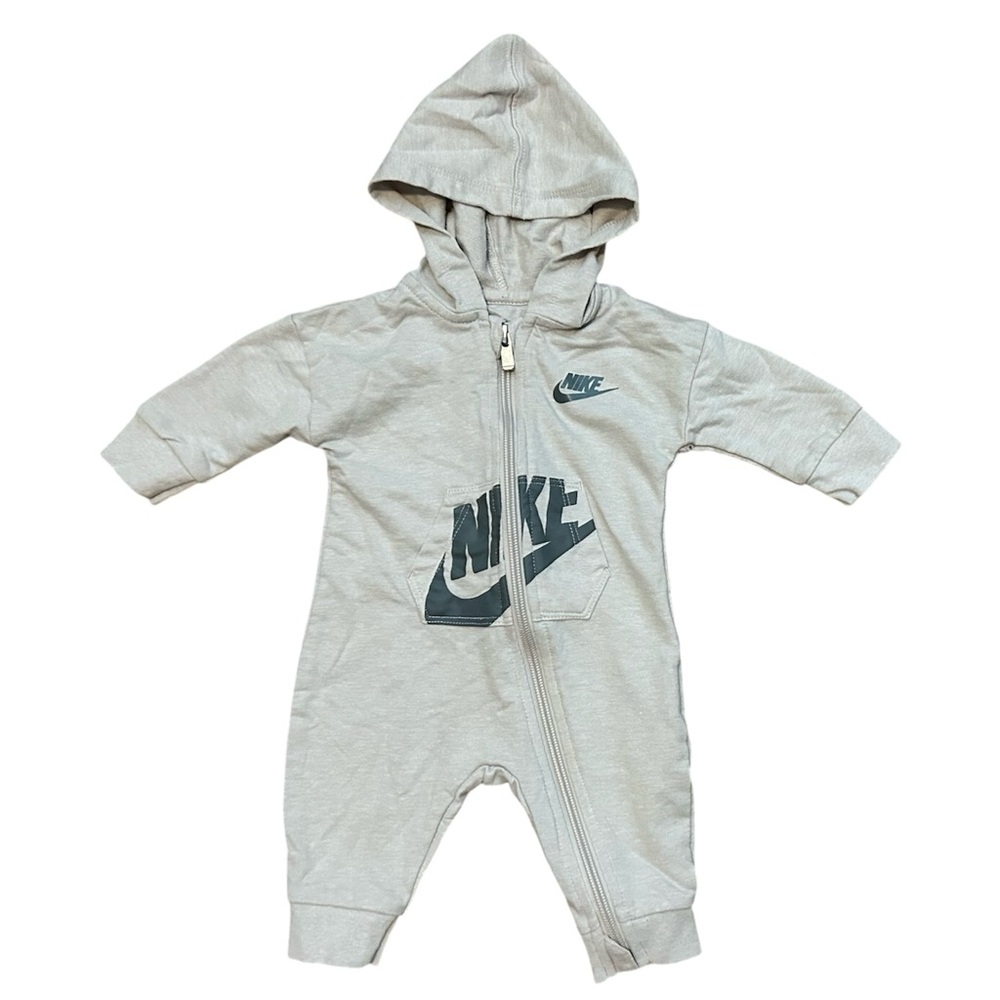 3m Nike Beige Hooded Coveralls Zipper Romper Hoodie Zip Onesie Baby 3 M Month